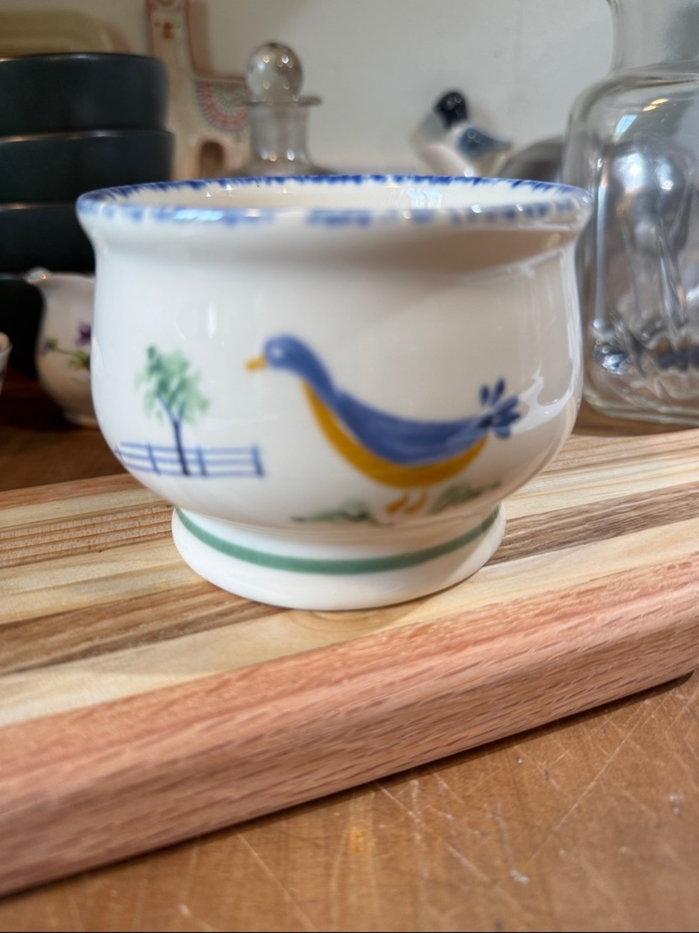 Pfaltzgraff White Cream bowl with Blue and Yellow Bird Motif